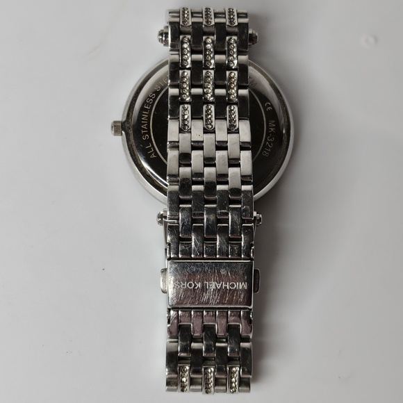 Women Michael Kors MK3218 Darci Silver Tone Stainless Steel Watch 39mm Rose Dial - Picture 9 of 16